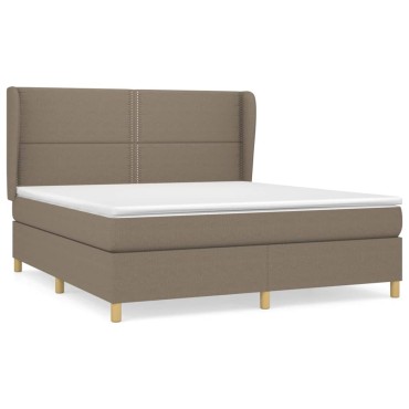 vidaXL Κρεβάτι Boxspring με Στρώμα Taupe 160x200cm Υφασμάτινο 1 τεμ. - Διπλό