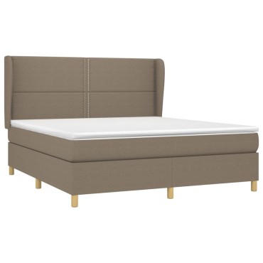 vidaXL Κρεβάτι Boxspring με Στρώμα Taupe 160x200cm Υφασμάτινο 1 τεμ. - Διπλό