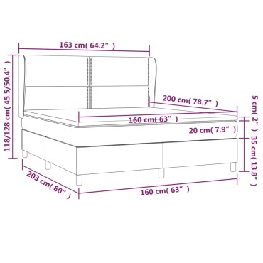 vidaXL Κρεβάτι Boxspring με Στρώμα Taupe 160x200cm Υφασμάτινο 1 τεμ. - Διπλό