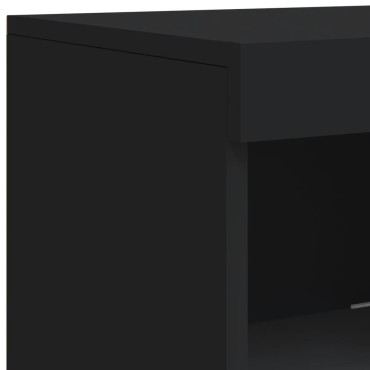 vidaXL Μπουφέδες με Φώτα LED 3 τεμ. Μαύροι από Επεξεργασμένο Ξύλο 142,5x37x100cm