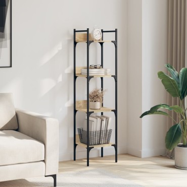vidaXL Βιβλιοθήκη 4 Επιπέδων Sonoma Δρυς 35x30x138,5cm Επεξεργ. Ξύλο 1 τεμ.