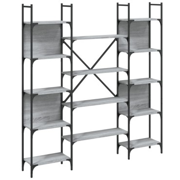 vidaXL Βιβλιοθήκη Γκρι Sonoma 155,5x24x166,5cm Επεξεργασμένο Ξύλο 1 τεμ.