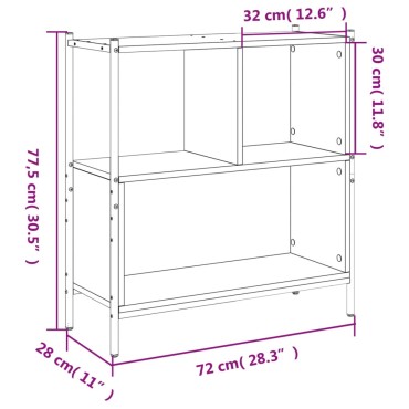 vidaXL Βιβλιοθήκη Καπνιστή Δρυς 72x28x77,5cm από Επεξεργασμένο Ξύλο 1 τεμ.