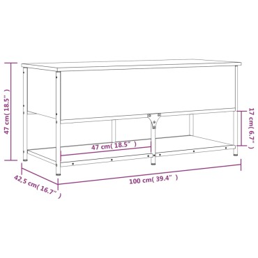 vidaXL Παγκάκι Αποθήκευσης Καπνιστή Δρυς 100x42,5x47cm από Επεξ. Ξύλο 1 τεμ.