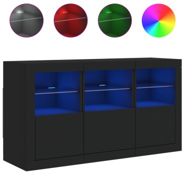 vidaXL Μπουφές με LED Μαύρος 123x37x67cm 1 τεμ.