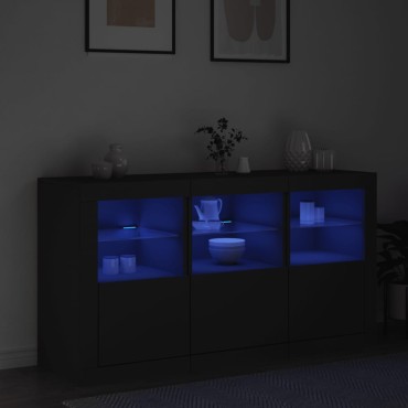 vidaXL Μπουφές με LED Μαύρος 123x37x67cm 1 τεμ.