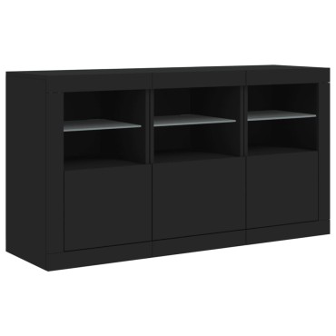 vidaXL Μπουφές με LED Μαύρος 123x37x67cm 1 τεμ.