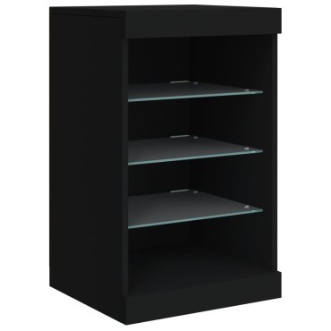vidaXL Μπουφές με LED Μαύρος 164x37x67cm 1 τεμ.