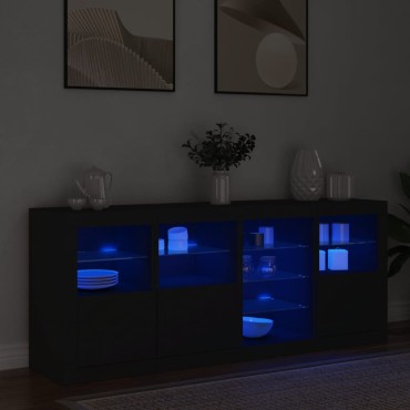 vidaXL Μπουφές με LED Μαύρος 164x37x67cm 1 τεμ.