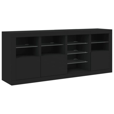 vidaXL Μπουφές με LED Μαύρος 164x37x67cm 1 τεμ.