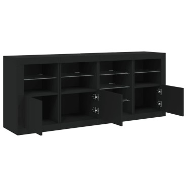 vidaXL Μπουφές με LED Μαύρος 164x37x67cm 1 τεμ.