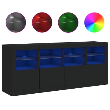 vidaXL Μπουφές με LED Μαύρος 163x37x67cm 1 τεμ.