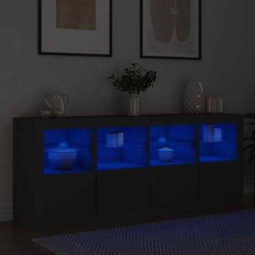 vidaXL Μπουφές με LED Μαύρος 163x37x67cm 1 τεμ.