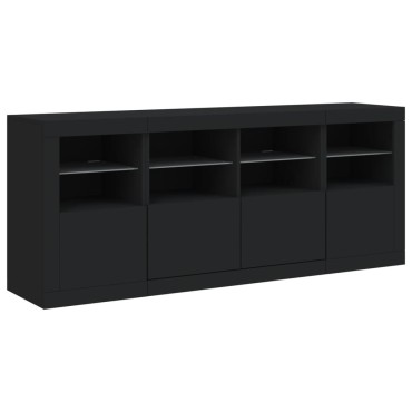 vidaXL Μπουφές με LED Μαύρος 163x37x67cm 1 τεμ.