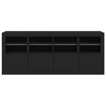 vidaXL Μπουφές με LED Μαύρος 163x37x67cm 1 τεμ.