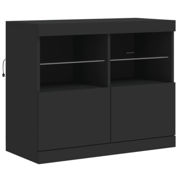 vidaXL Μπουφές με LED Μαύρος 163x37x67cm 1 τεμ.