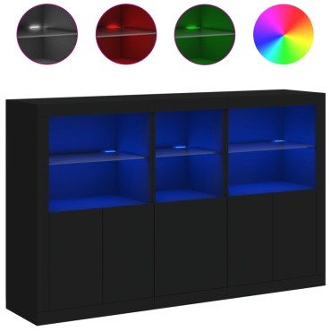 vidaXL Μπουφές με Φώτα LED Μαύρος 162x37x100cm 1 τεμ.