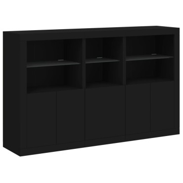 vidaXL Μπουφές με Φώτα LED Μαύρος 162x37x100cm 1 τεμ.