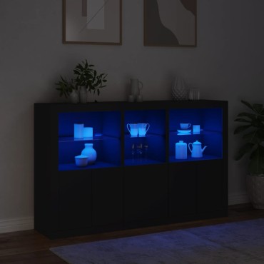 vidaXL Μπουφές με Φώτα LED Μαύρος 162x37x100cm 1 τεμ.