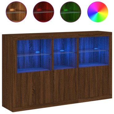 vidaXL Μπουφές με Φώτα LED Καφέ Δρυς 162x37x100cm 1 τεμ.