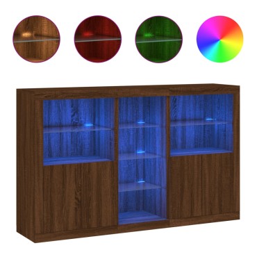 vidaXL Μπουφές με Φώτα LED Καφέ Δρυς 162x37x100cm 1 τεμ.