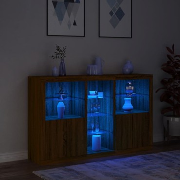 vidaXL Μπουφές με Φώτα LED Καφέ Δρυς 162x37x100cm 1 τεμ.