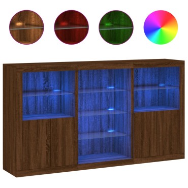 vidaXL Μπουφές με Φώτα LED Καφέ Δρυς 181,5x37x100cm 1 τεμ.