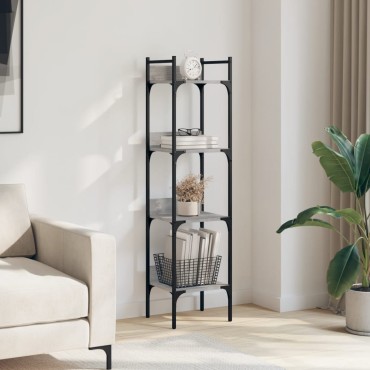 vidaXL Βιβλιοθήκη 4 Επιπέδων Γκρι Sonoma 35x30x138,5cm Επεξεργ. Ξύλο 1 τεμ.