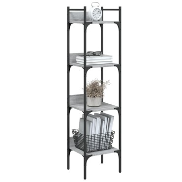 vidaXL Βιβλιοθήκη 4 Επιπέδων Γκρι Sonoma 35x30x138,5cm Επεξεργ. Ξύλο 1 τεμ.