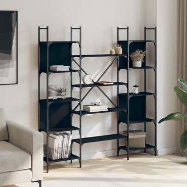 vidaXL Βιβλιοθήκη Μαύρη 155,5x24x166,5cm από Επεξεργασμένο Ξύλο 1 τεμ.