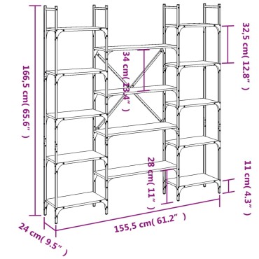vidaXL Βιβλιοθήκη Μαύρη 155,5x24x166,5cm από Επεξεργασμένο Ξύλο 1 τεμ.