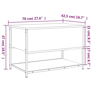 vidaXL Παγκάκι Αποθήκευσης Καπνιστή Δρυς 70x42,5x47cm από Επεξ. Ξύλο 1 τεμ.