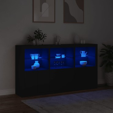 vidaXL Μπουφές με Φώτα LED Μαύρος 181,5x37x100cm 1 τεμ.