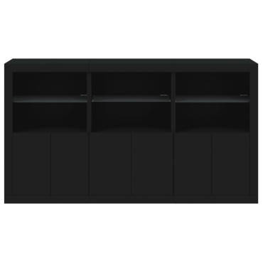 vidaXL Μπουφές με Φώτα LED Μαύρος 181,5x37x100cm 1 τεμ.