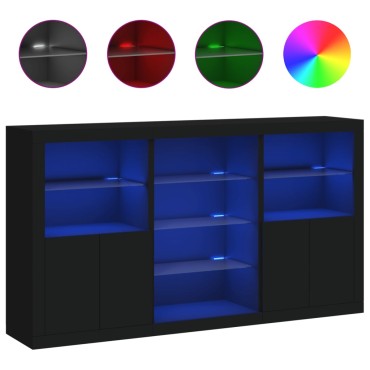 vidaXL Μπουφές με Φώτα LED Μαύρος 181,5x37x100cm 1 τεμ.