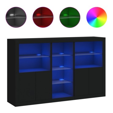 vidaXL Μπουφές με Φώτα LED Μαύρος 162x37x100cm 1 τεμ.