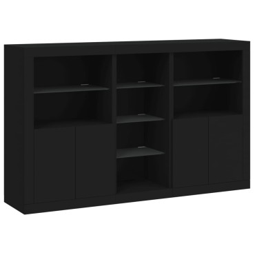 vidaXL Μπουφές με Φώτα LED Μαύρος 162x37x100cm 1 τεμ.