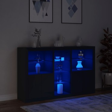 vidaXL Μπουφές με Φώτα LED Μαύρος 162x37x100cm 1 τεμ.