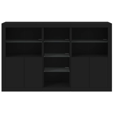 vidaXL Μπουφές με Φώτα LED Μαύρος 162x37x100cm 1 τεμ.
