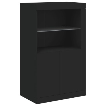 vidaXL Μπουφές με Φώτα LED Μαύρος 162x37x100cm 1 τεμ.