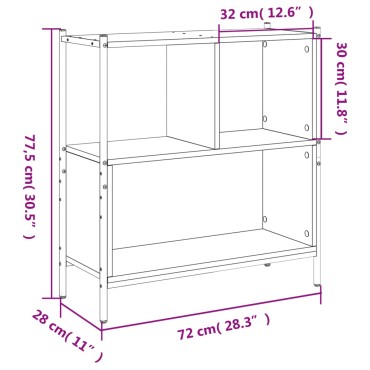 vidaXL Βιβλιοθήκη Μαύρη 72x28x77,5cm από Επεξεργασμένο Ξύλο 1 τεμ.
