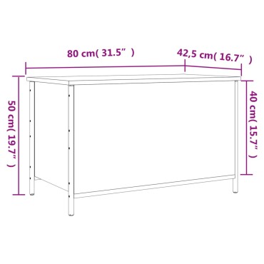 vidaXL Παγκάκι Αποθήκευσης Sonoma Δρυς 80x42,5x50cm Επεξεργασμένο Ξύλο 1 τεμ.
