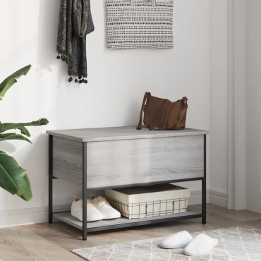 vidaXL Παγκάκι Αποθήκευσης Γκρι Sonoma 70x42,5x47cm Επεξεργασμένο Ξύλο 1 τεμ.