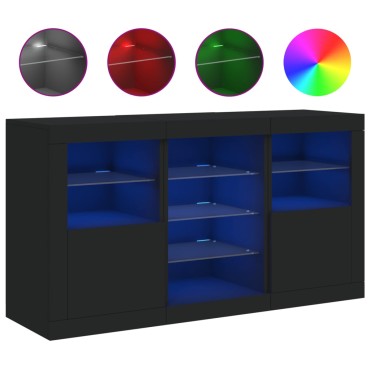 vidaXL Μπουφές με LED Μαύρος 123x37x67cm 1 τεμ.
