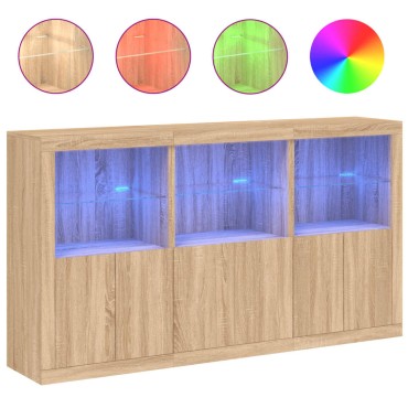 vidaXL Μπουφές με Φώτα LED Sonoma Δρυς 181,5x37x100cm 1 τεμ.