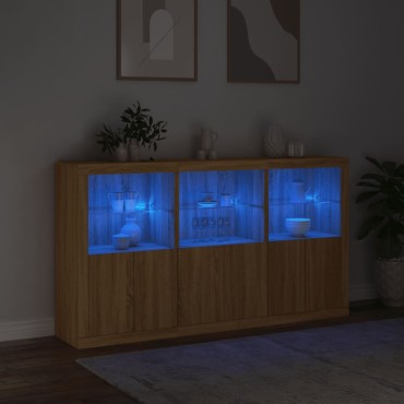 vidaXL Μπουφές με Φώτα LED Sonoma Δρυς 181,5x37x100cm 1 τεμ.