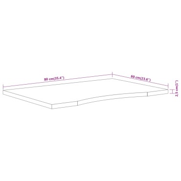 vidaXL Επιφάνεια Γραφείου Ορθογώνια 80x60x2,5cm Μασίφ Ξύλο Ακακίας