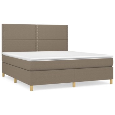 vidaXL Κρεβάτι Boxspring με Στρώμα Taupe 160x200 εκ. Υφασμάτινο