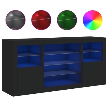 vidaXL Μπουφές με LED Μαύρος 142,5x37x67cm 1 τεμ.