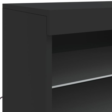 vidaXL Μπουφές με LED Μαύρος 142,5x37x67cm 1 τεμ.